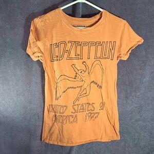 Led Zeppelin United States Of America 1977 Reprint Orange Graphic Band Tee G- L